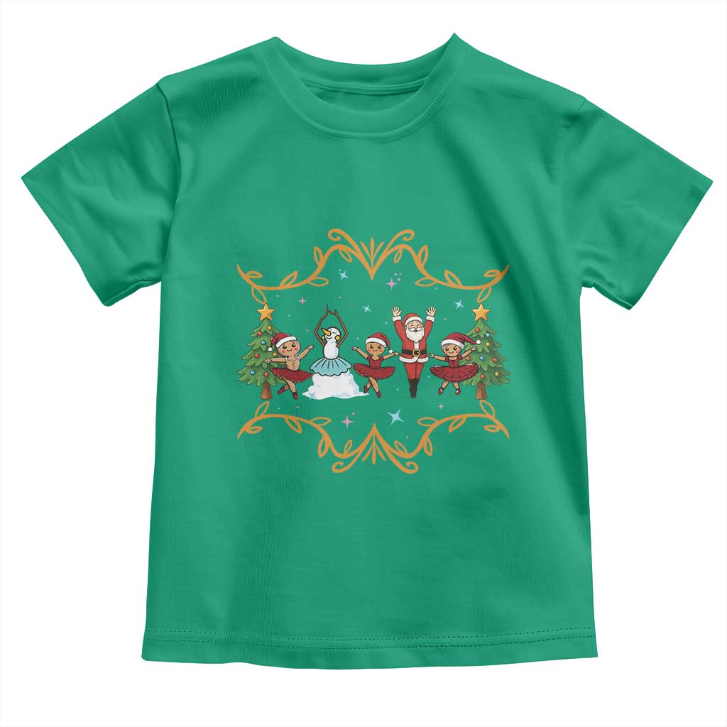 Ballet Lover Christmas Toddler T Shirt Funny Gingerbread Santa Snowman Dance - Wonder Print Shop