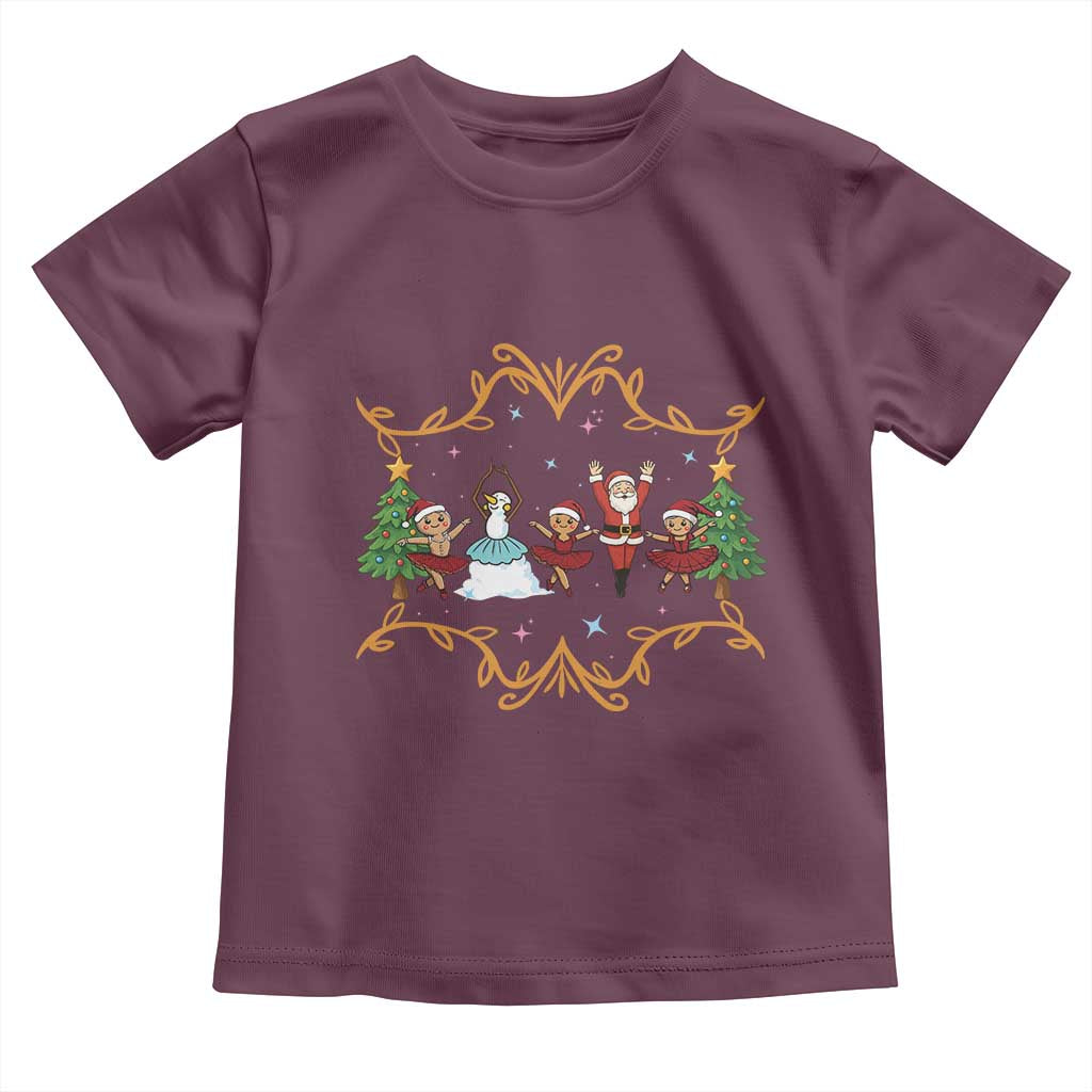 Ballet Lover Christmas Toddler T Shirt Funny Gingerbread Santa Snowman Dance - Wonder Print Shop
