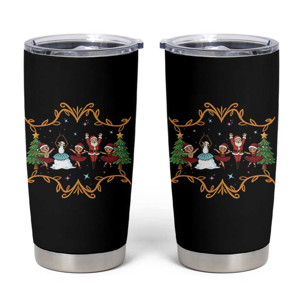 Ballet Lover Christmas Tumbler Cup Funny Gingerbread Santa Snowman Dance