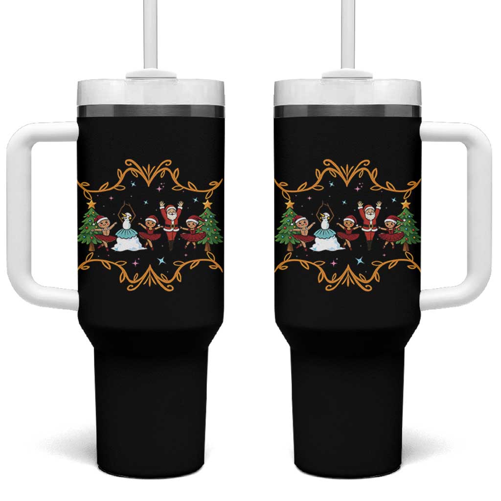 Ballet Lover Christmas Tumbler With Handle Funny Gingerbread Santa Snowman Dance