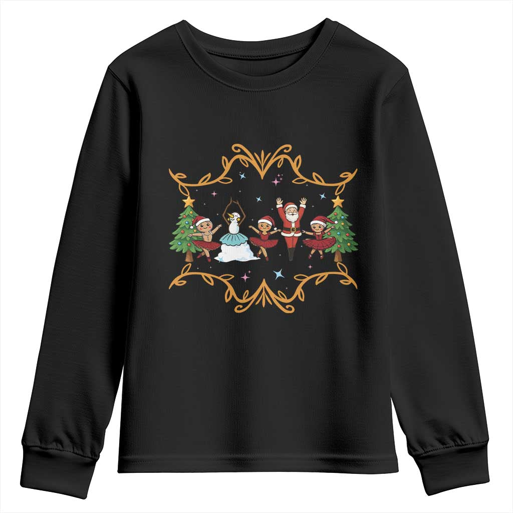 Ballet Lover Christmas Youth Sweatshirt Funny Gingerbread Santa Snowman Dance - Wonder Print Shop