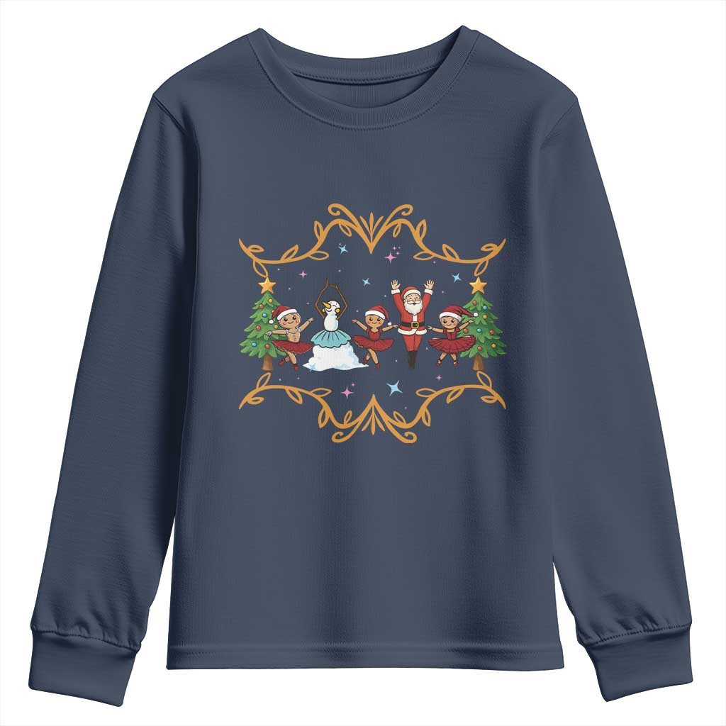 Ballet Lover Christmas Youth Sweatshirt Funny Gingerbread Santa Snowman Dance - Wonder Print Shop