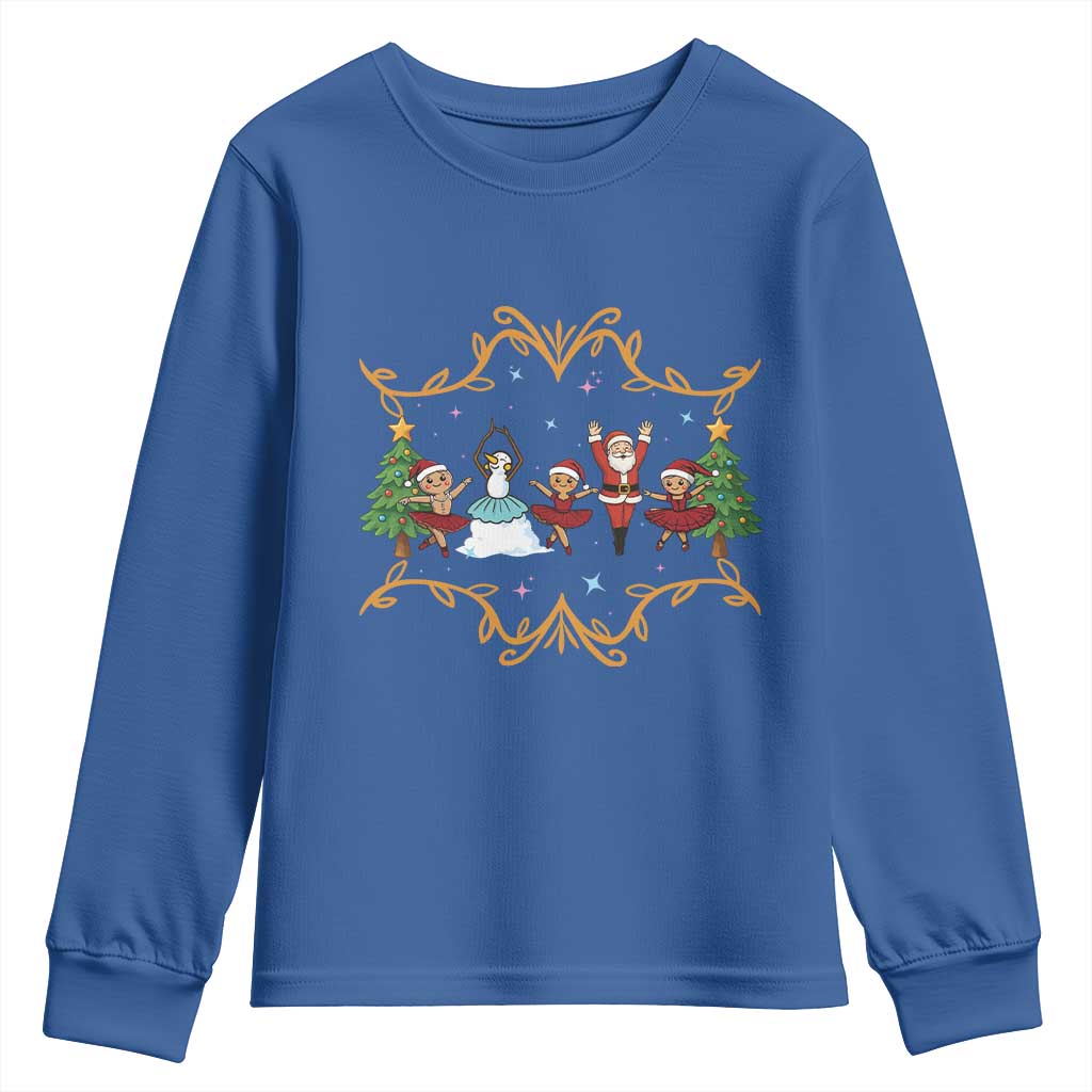 Ballet Lover Christmas Youth Sweatshirt Funny Gingerbread Santa Snowman Dance - Wonder Print Shop