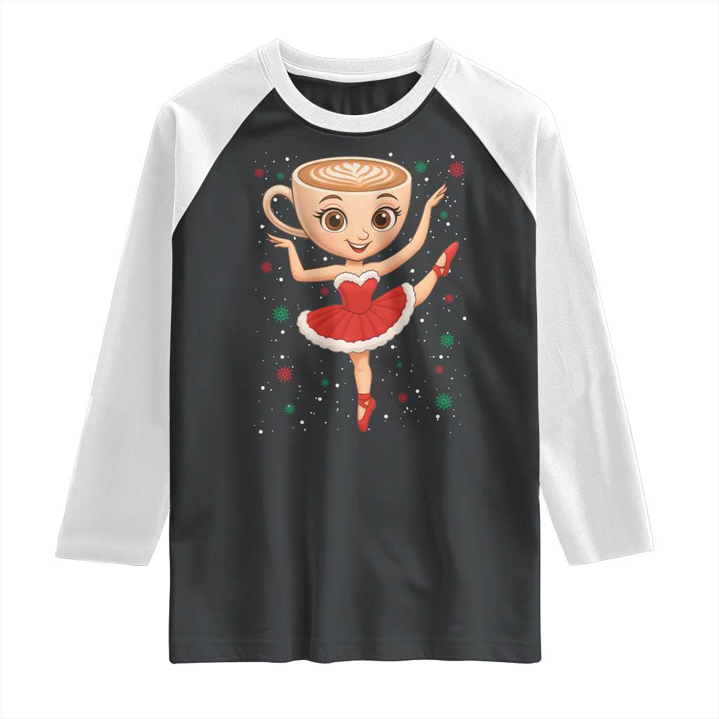Funny Christmas Raglan Shirt Ballerina Cappuccino Brainrot Meme Gift - Wonder Print Shop