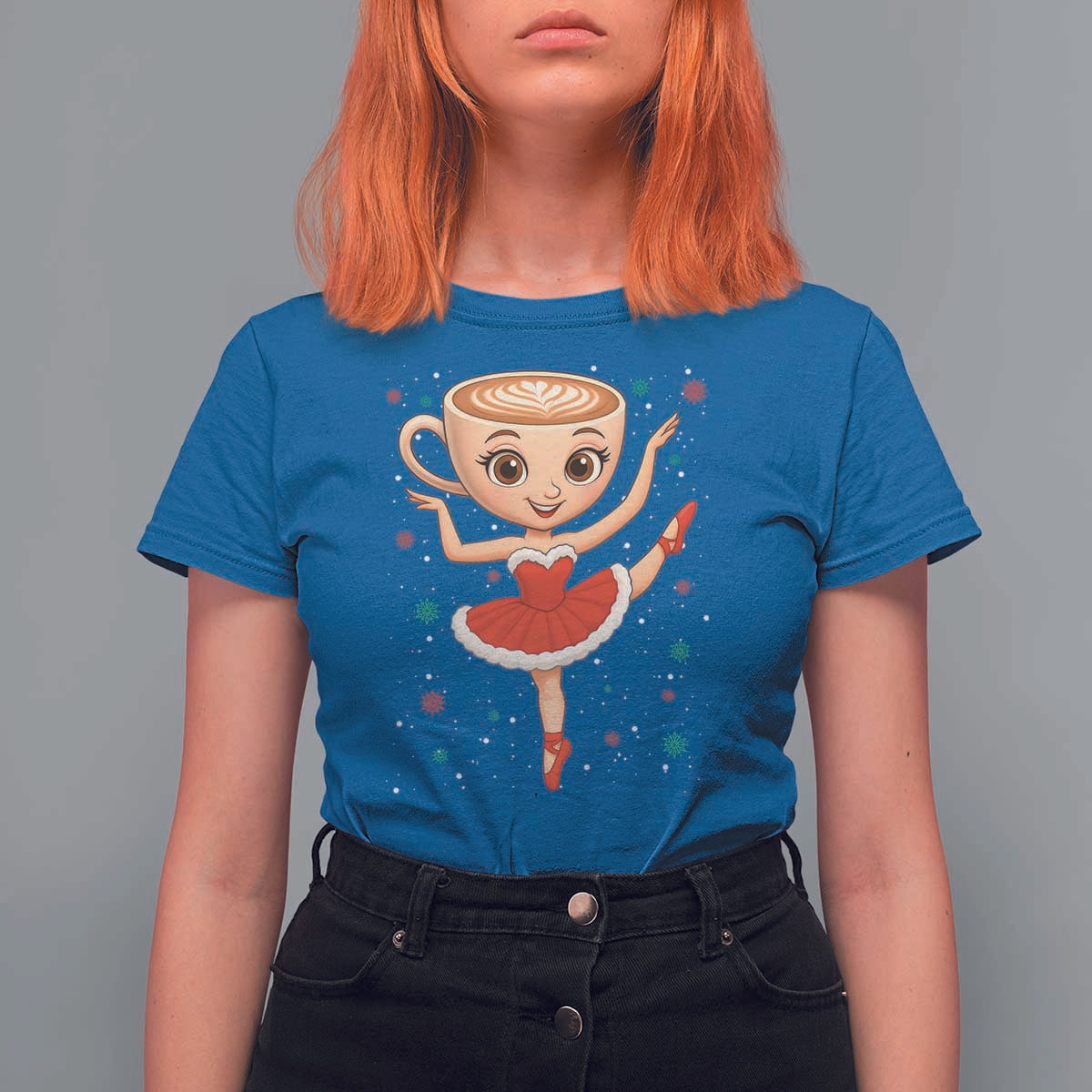 Funny Christmas T Shirt For Women Ballerina Cappuccino Brainrot Meme Gift - Wonder Print Shop