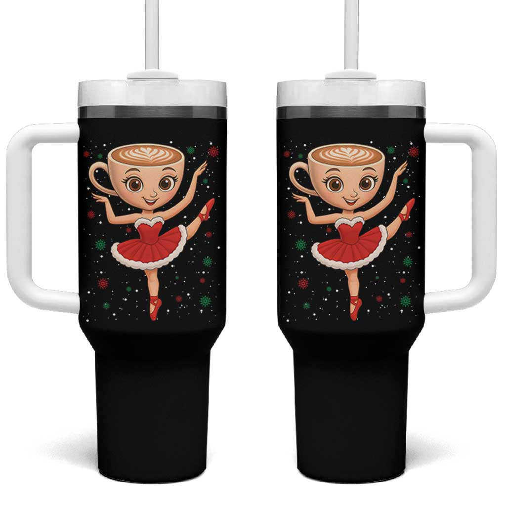Funny Christmas Tumbler With Handle Ballerina Cappuccino Brainrot Meme Gift