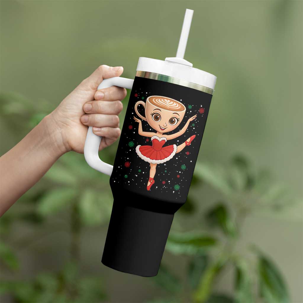 Funny Christmas Tumbler With Handle Ballerina Cappuccino Brainrot Meme Gift