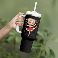 Funny Christmas Tumbler With Handle Ballerina Cappuccino Brainrot Meme Gift