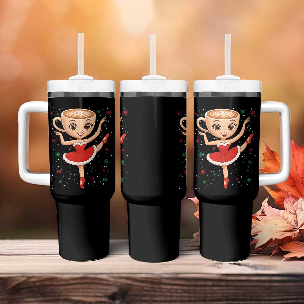Funny Christmas Tumbler With Handle Ballerina Cappuccino Brainrot Meme Gift