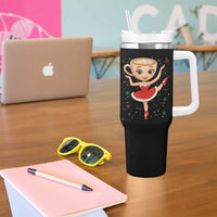 Funny Christmas Tumbler With Handle Ballerina Cappuccino Brainrot Meme Gift