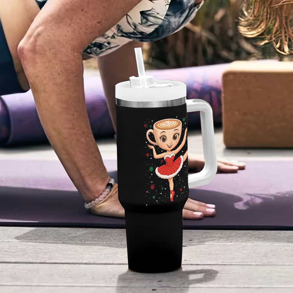 Funny Christmas Tumbler With Handle Ballerina Cappuccino Brainrot Meme Gift