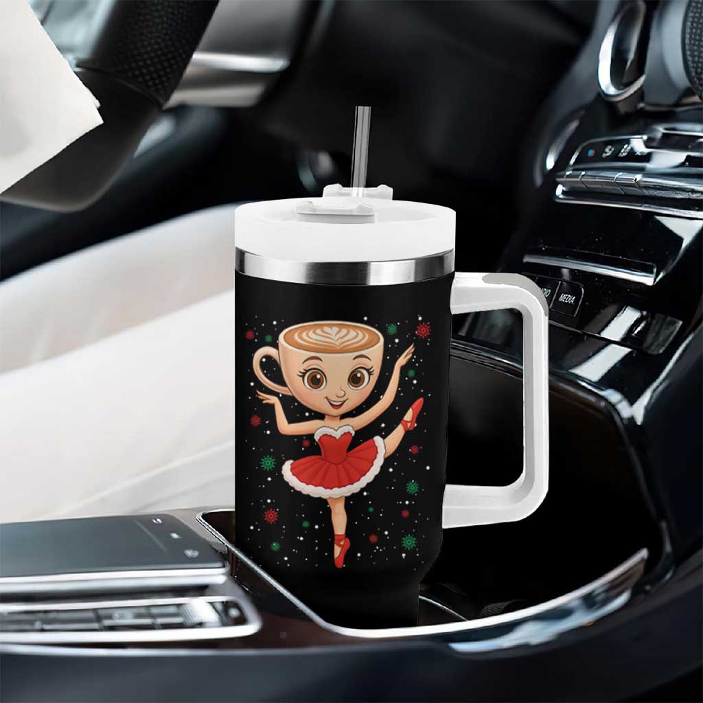 Funny Christmas Tumbler With Handle Ballerina Cappuccino Brainrot Meme Gift