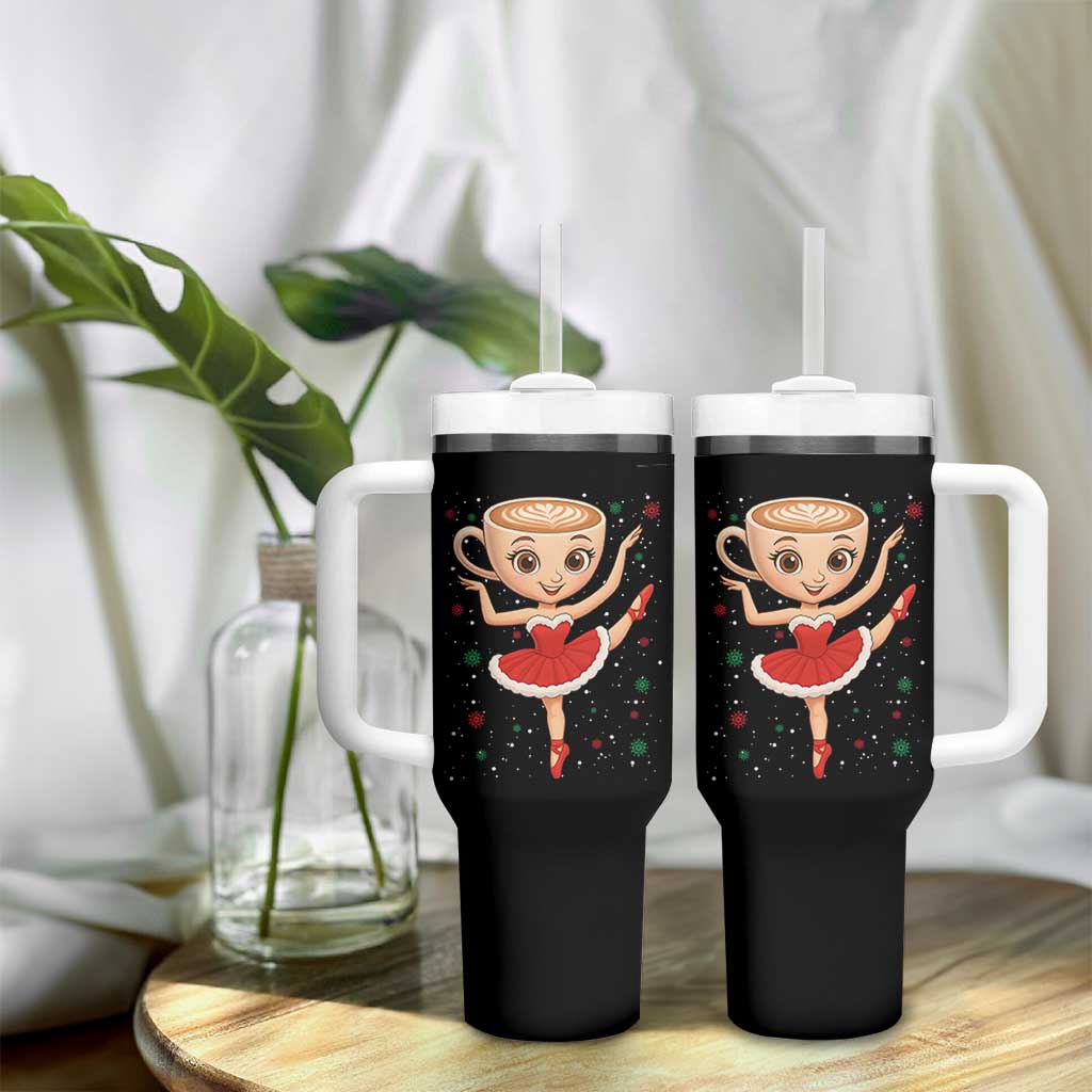 Funny Christmas Tumbler With Handle Ballerina Cappuccino Brainrot Meme Gift