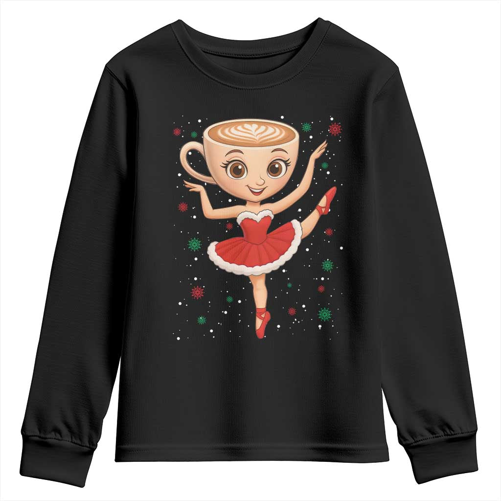 Funny Christmas Youth Sweatshirt Ballerina Cappuccino Brainrot Meme Gift - Wonder Print Shop
