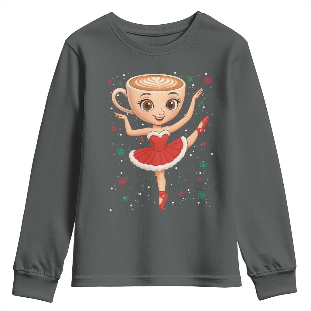 Funny Christmas Youth Sweatshirt Ballerina Cappuccino Brainrot Meme Gift - Wonder Print Shop