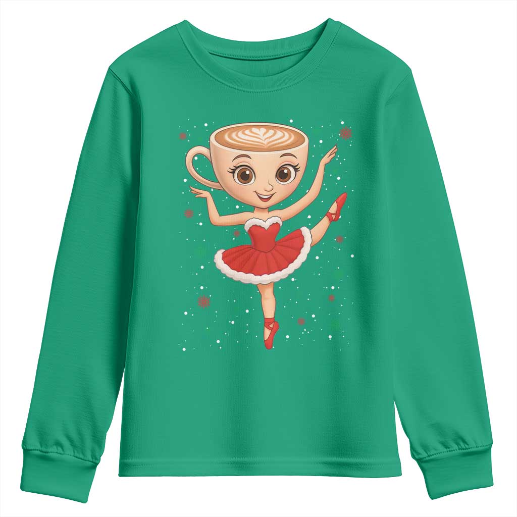 Funny Christmas Youth Sweatshirt Ballerina Cappuccino Brainrot Meme Gift - Wonder Print Shop