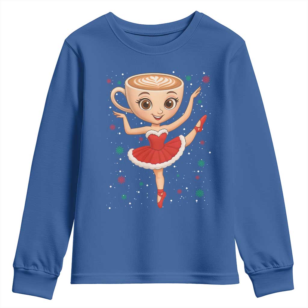 Funny Christmas Youth Sweatshirt Ballerina Cappuccino Brainrot Meme Gift - Wonder Print Shop