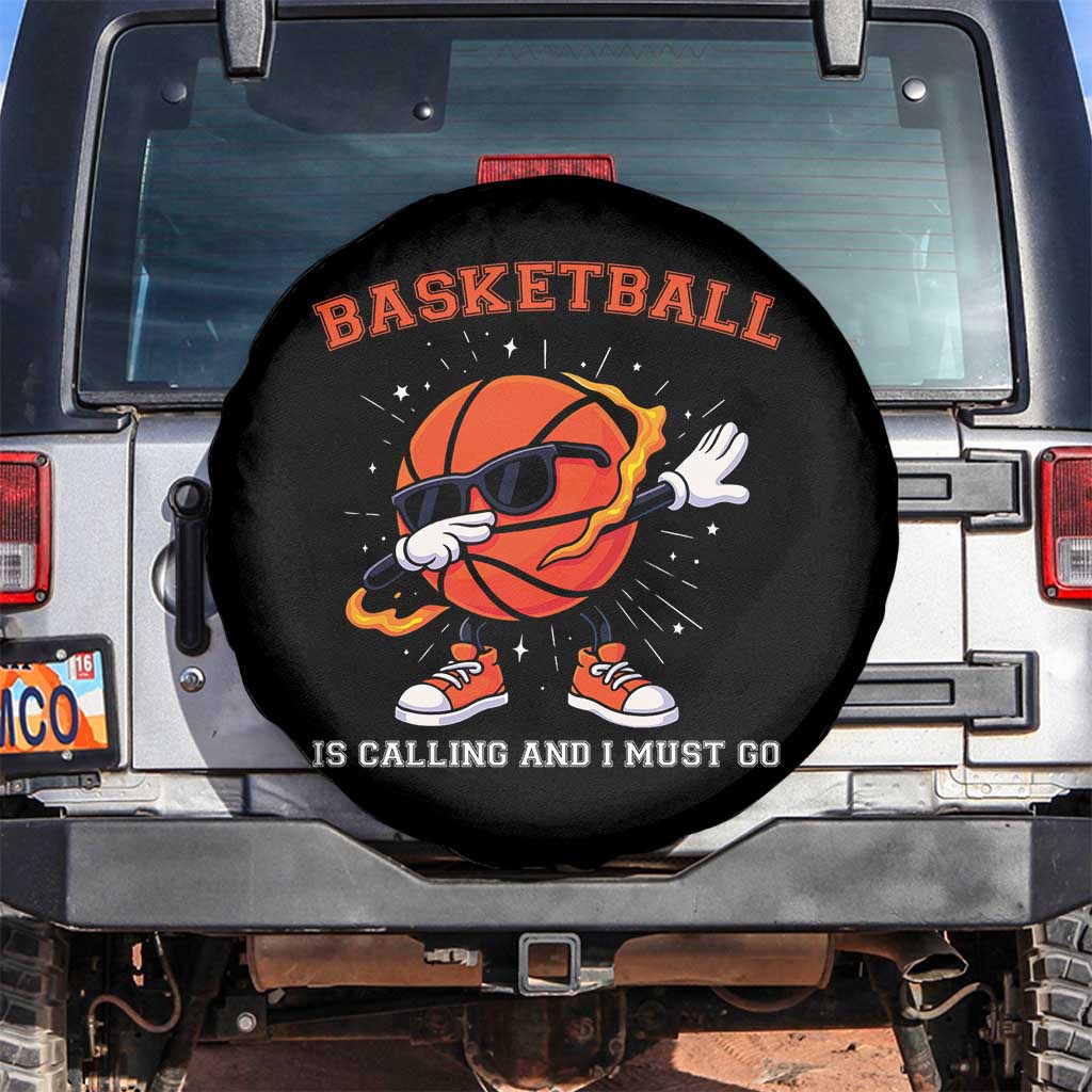 Funny Dabbing Basketball Is Calling And I Must Go Spare Tire Cover Gift For Player - Wonder Print Shop