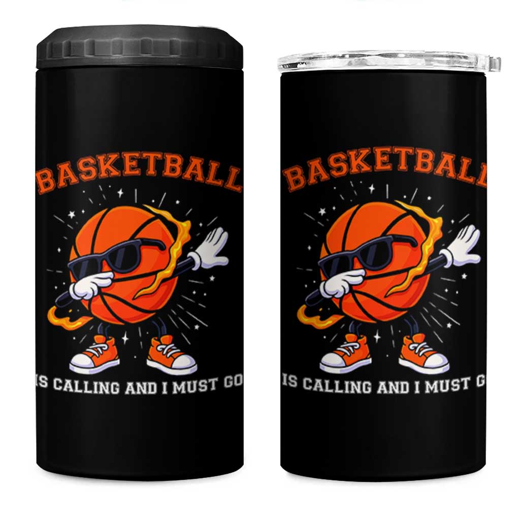 Funny Dabbing Basketball Is Calling And I Must Go 4 in 1 Can Cooler Tumbler Gift For Player