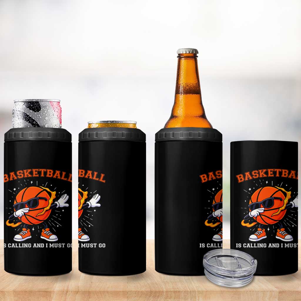 Funny Dabbing Basketball Is Calling And I Must Go 4 in 1 Can Cooler Tumbler Gift For Player