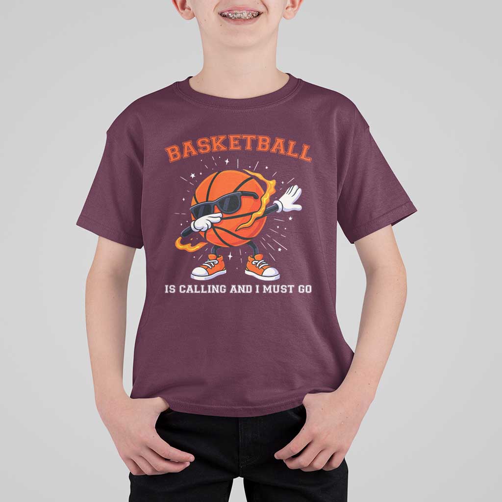 Funny Dabbing Basketball Is Calling And I Must Go T Shirt For Kid Gift For Player - Wonder Print Shop