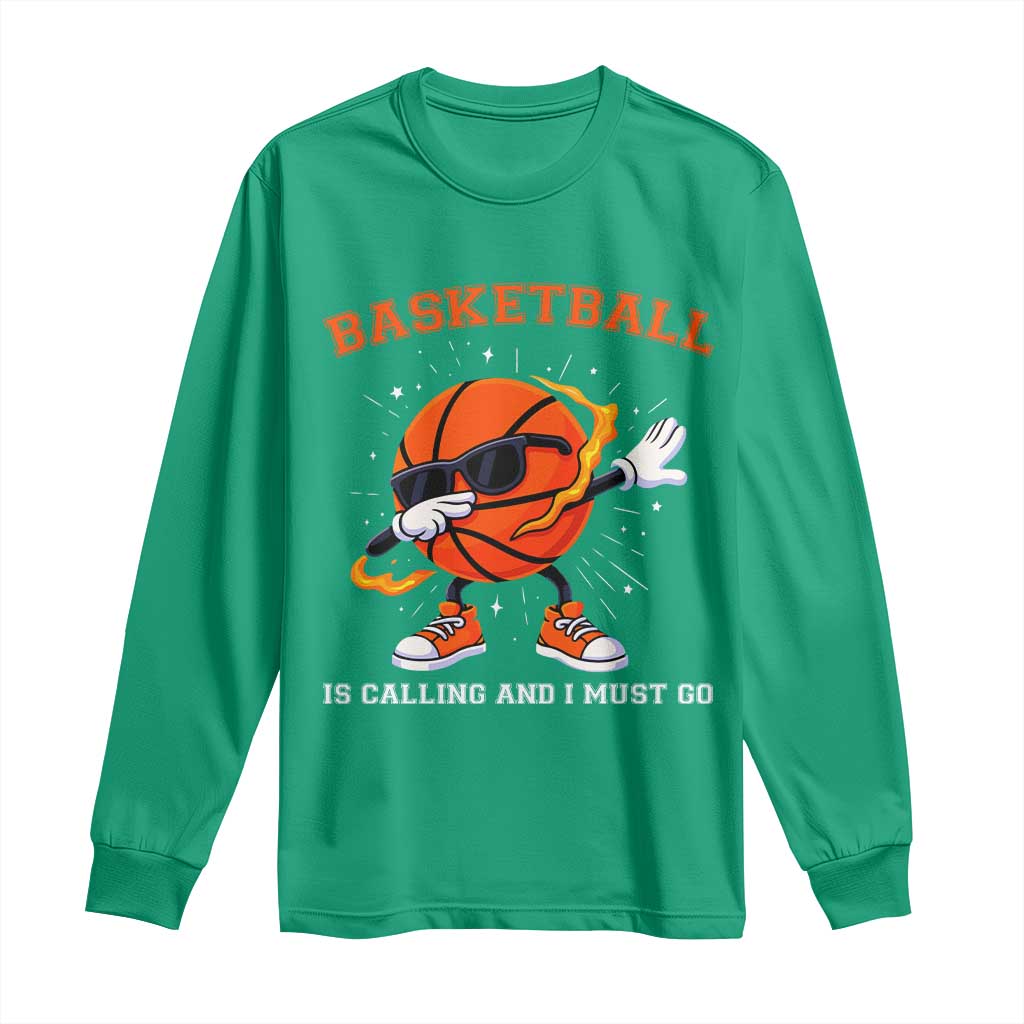 Funny Dabbing Basketball Is Calling And I Must Go Long Sleeve Shirt Gift For Player - Wonder Print Shop