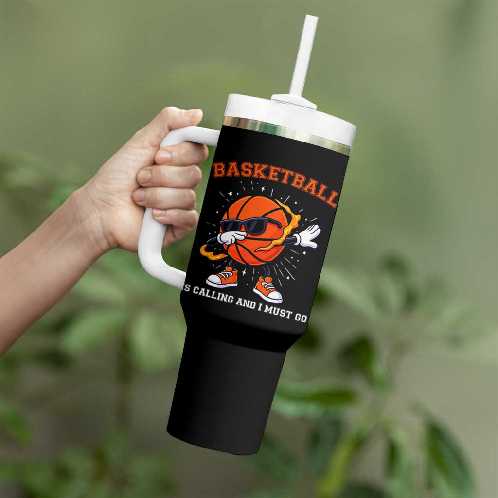 Funny Dabbing Basketball Is Calling And I Must Go Tumbler With Handle Gift For Player