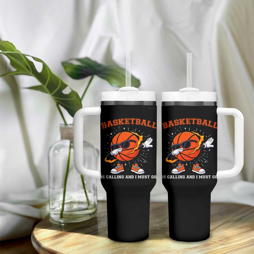 Funny Dabbing Basketball Is Calling And I Must Go Tumbler With Handle Gift For Player