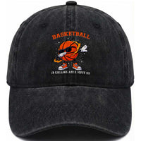 Funny Dabbing Basketball Is Calling And I Must Go Washed Cotton Baseball Cap Gift For Player
