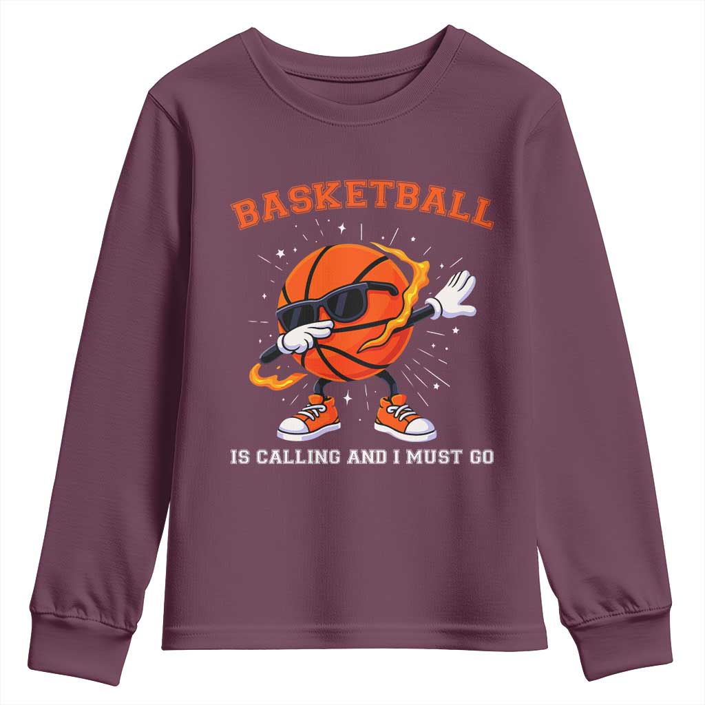 Funny Dabbing Basketball Is Calling And I Must Go Youth Sweatshirt Gift For Player - Wonder Print Shop