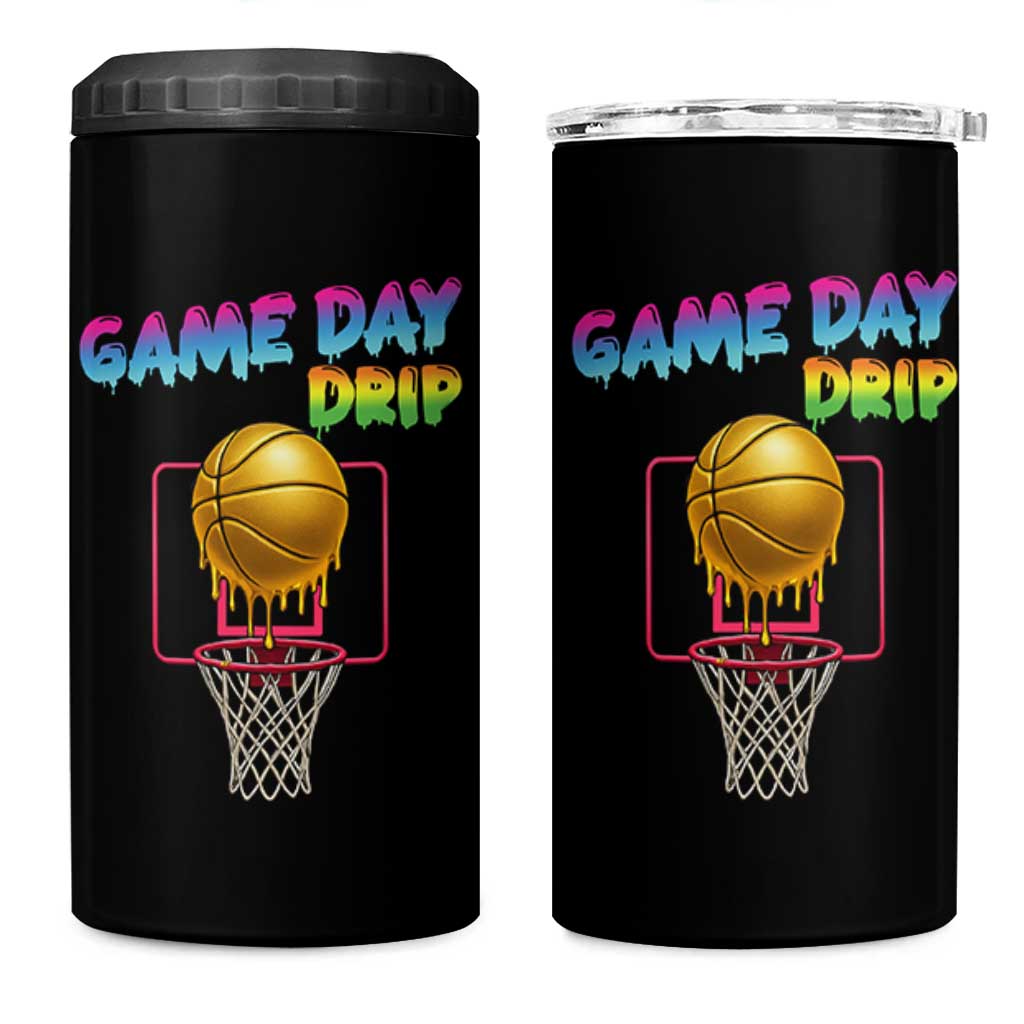 Game Day Drip 4 in 1 Can Cooler Tumbler Funny Basketball Lover Street Style Design