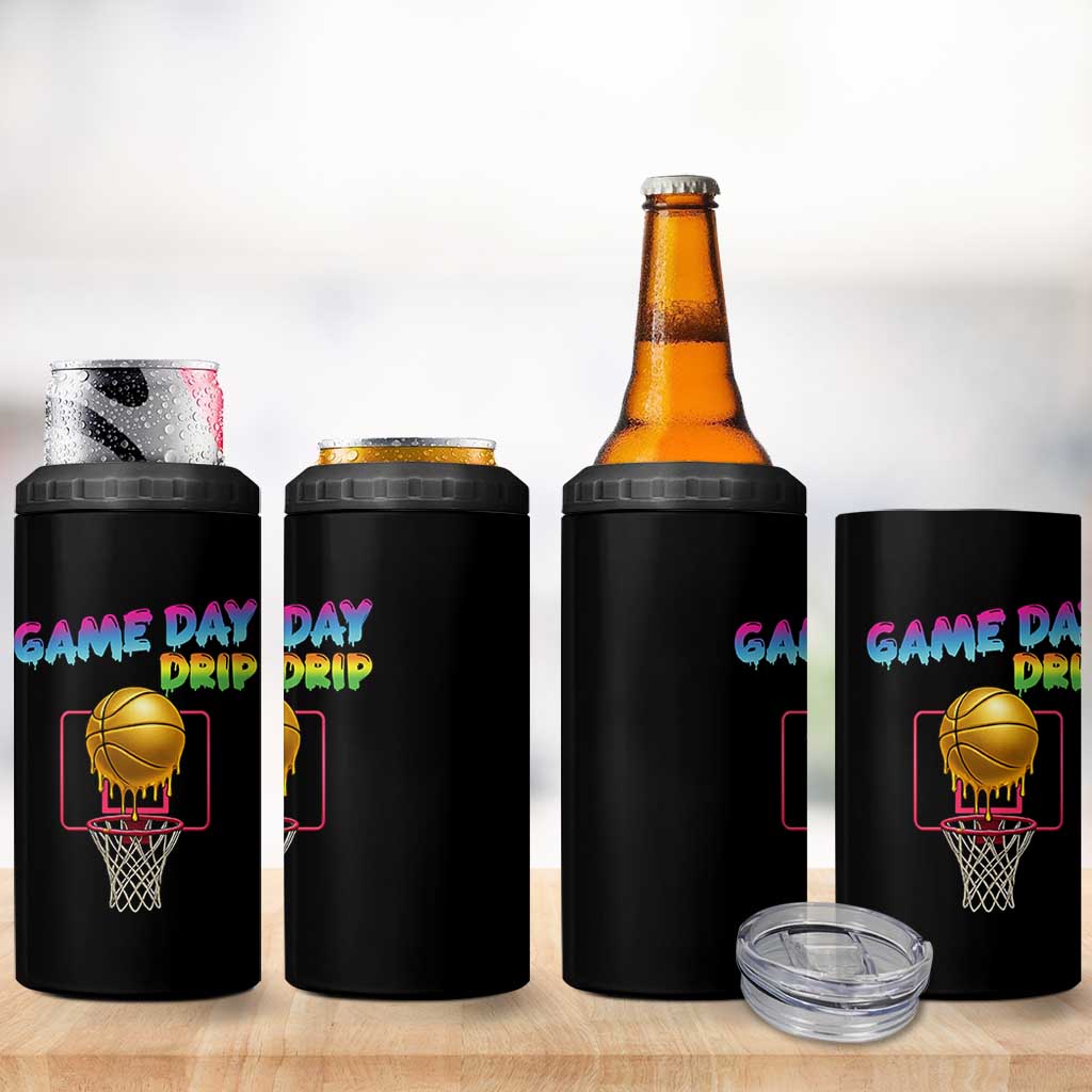 Game Day Drip 4 in 1 Can Cooler Tumbler Funny Basketball Lover Street Style Design