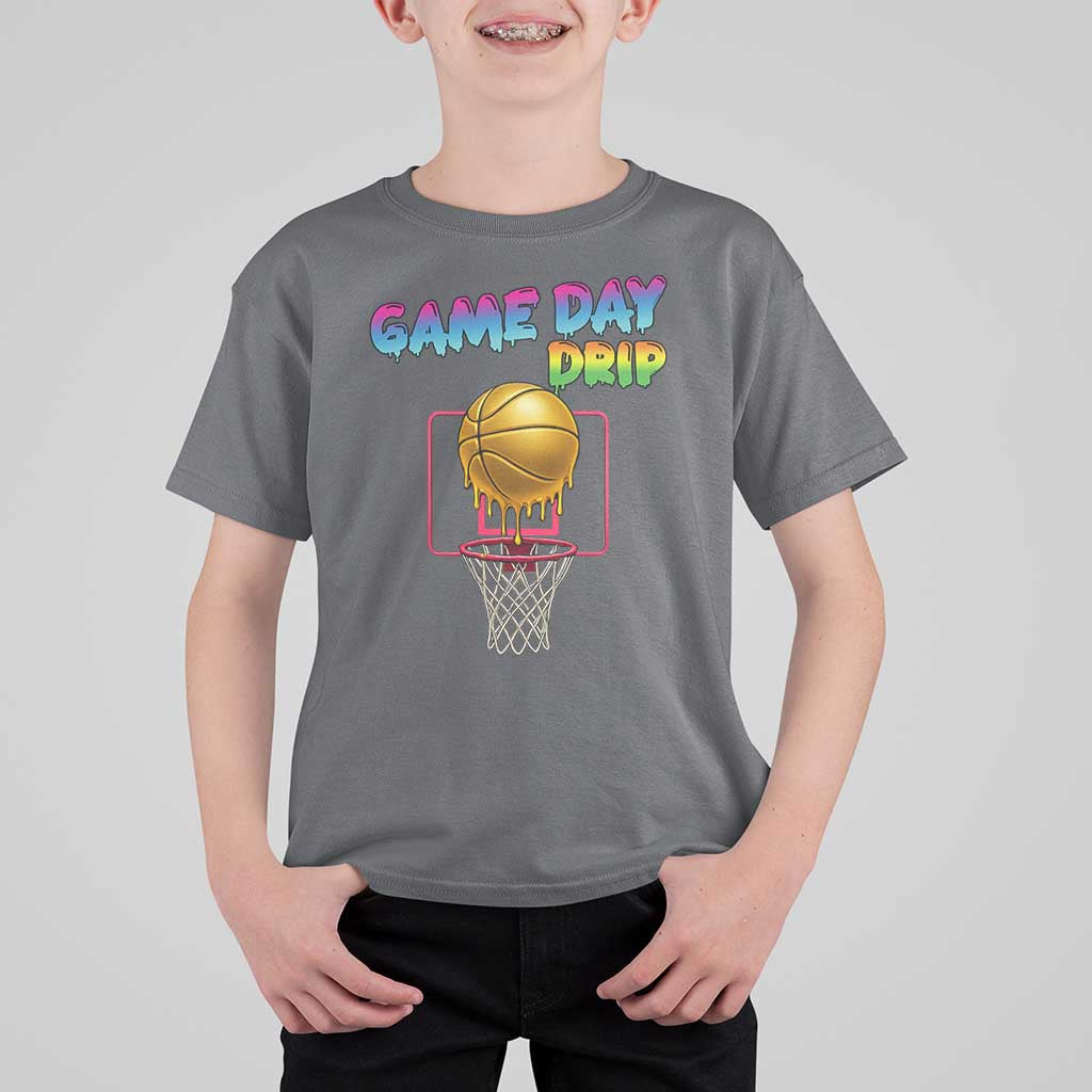 Game Day Drip T Shirt For Kid Funny Basketball Lover Street Style Design - Wonder Print Shop