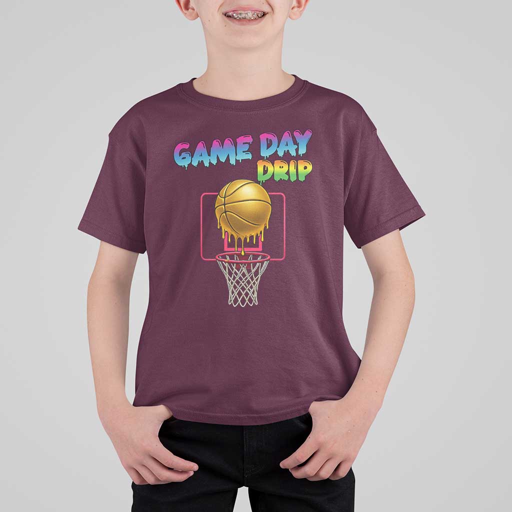 Game Day Drip T Shirt For Kid Funny Basketball Lover Street Style Design - Wonder Print Shop