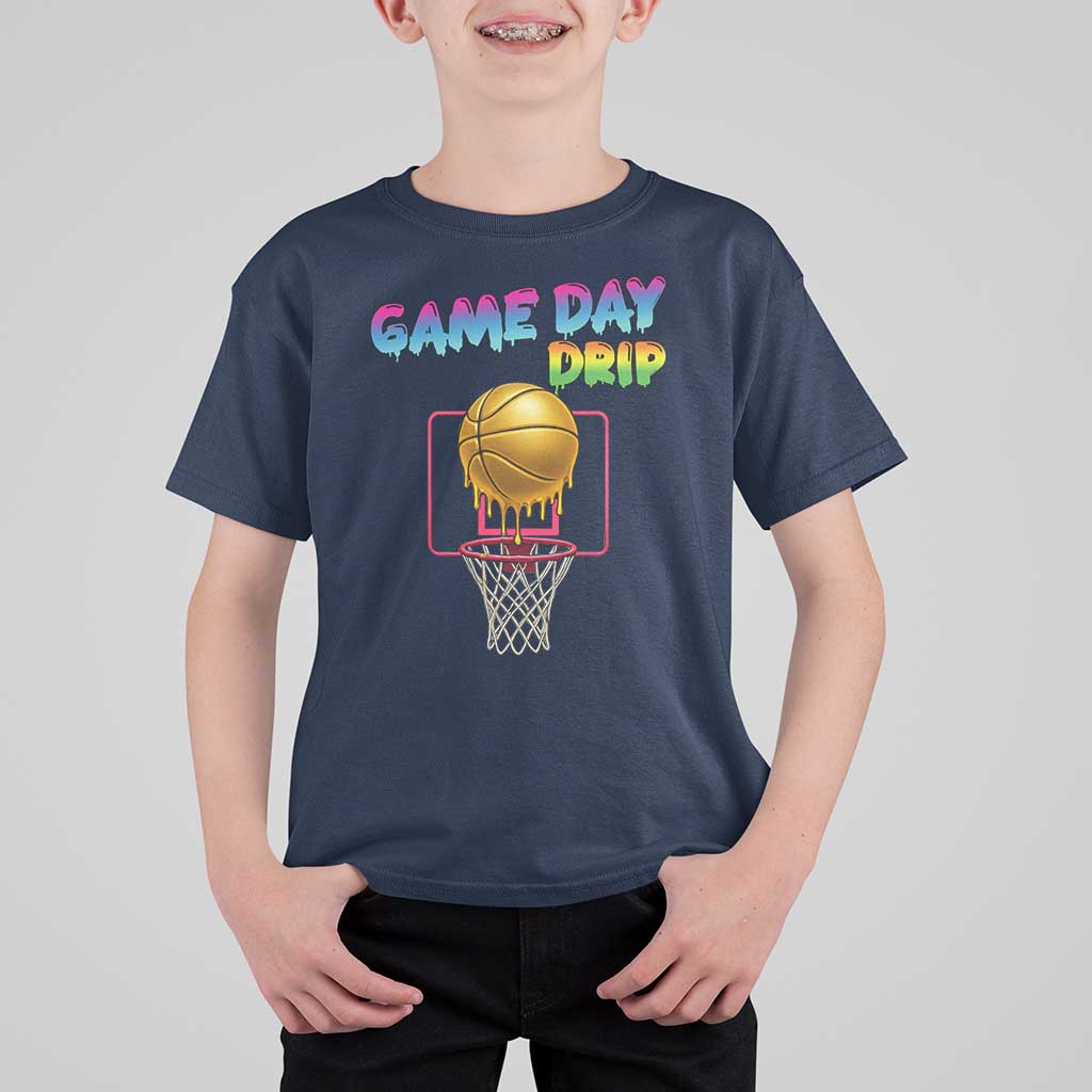 Game Day Drip T Shirt For Kid Funny Basketball Lover Street Style Design - Wonder Print Shop