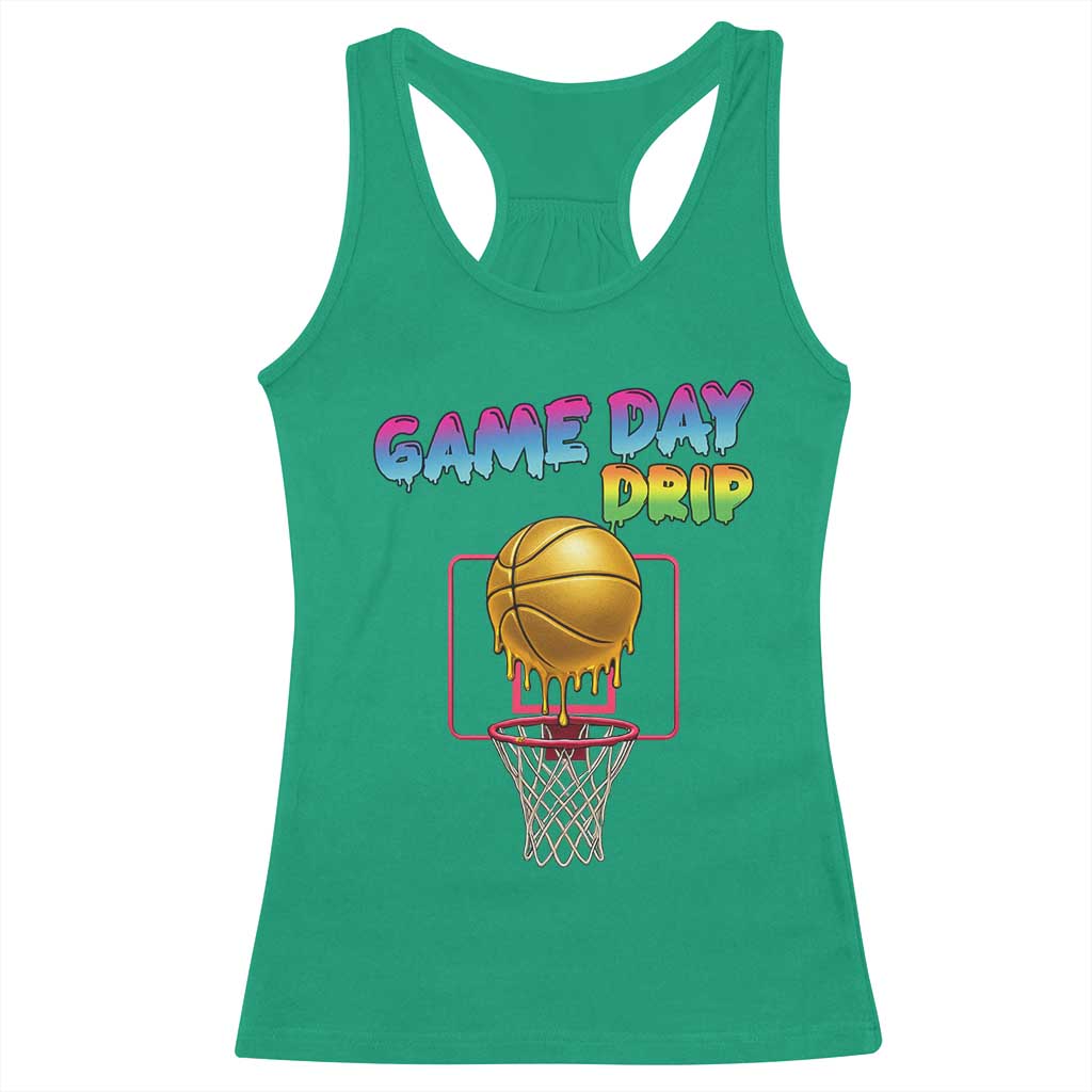 Game Day Drip Racerback Tank Top Funny Basketball Lover Street Style Design - Wonder Print Shop