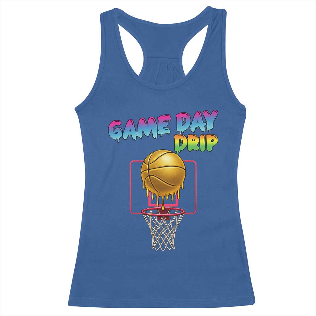 Game Day Drip Racerback Tank Top Funny Basketball Lover Street Style Design - Wonder Print Shop