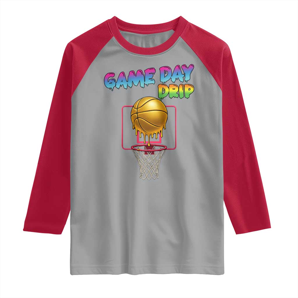 Game Day Drip Raglan Shirt Funny Basketball Lover Street Style Design - Wonder Print Shop
