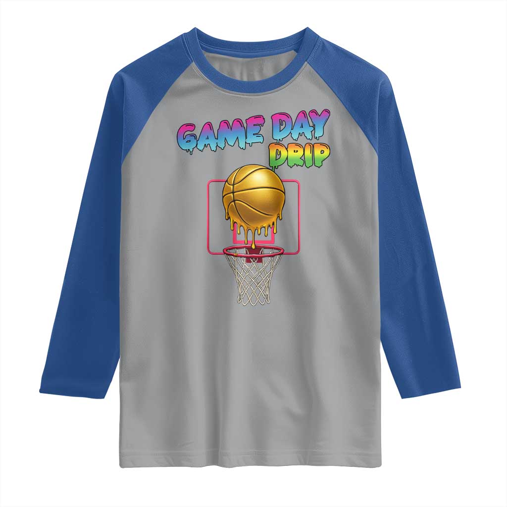 Game Day Drip Raglan Shirt Funny Basketball Lover Street Style Design - Wonder Print Shop