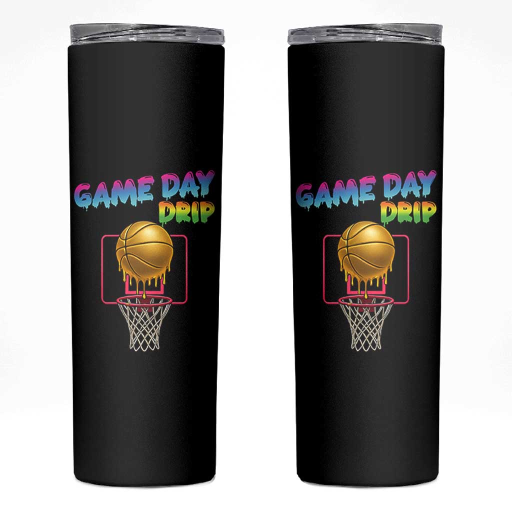 Game Day Drip Skinny Tumbler Funny Basketball Lover Street Style Design