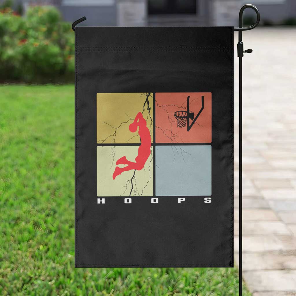 Hoops Life Garden Flag Retro Basketball Dunk Silhouette - Wonder Print Shop