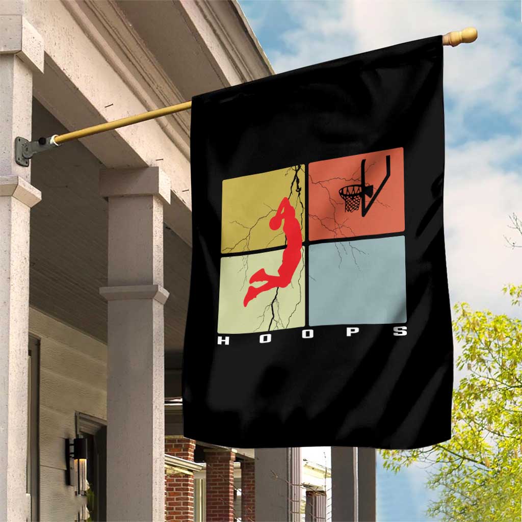 Hoops Life Garden Flag Retro Basketball Dunk Silhouette - Wonder Print Shop