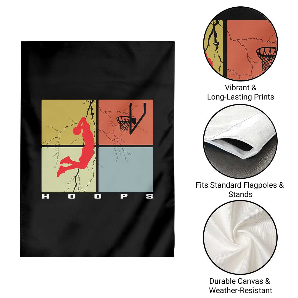 Hoops Life Garden Flag Retro Basketball Dunk Silhouette - Wonder Print Shop