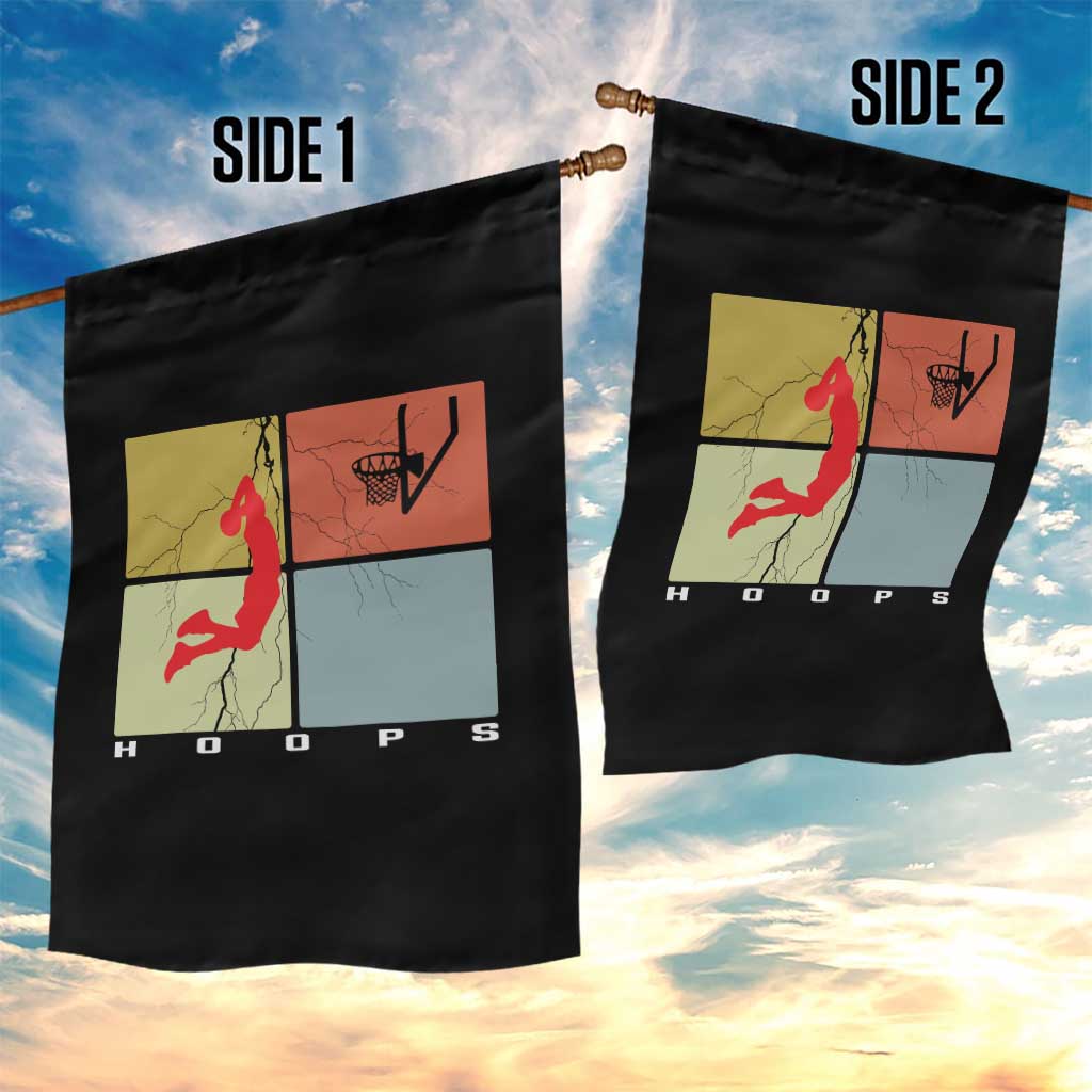 Hoops Life Garden Flag Retro Basketball Dunk Silhouette - Wonder Print Shop