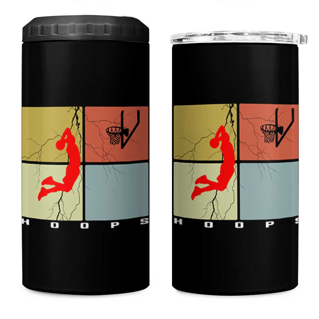 Hoops Life 4 in 1 Can Cooler Tumbler Retro Basketball Dunk Silhouette