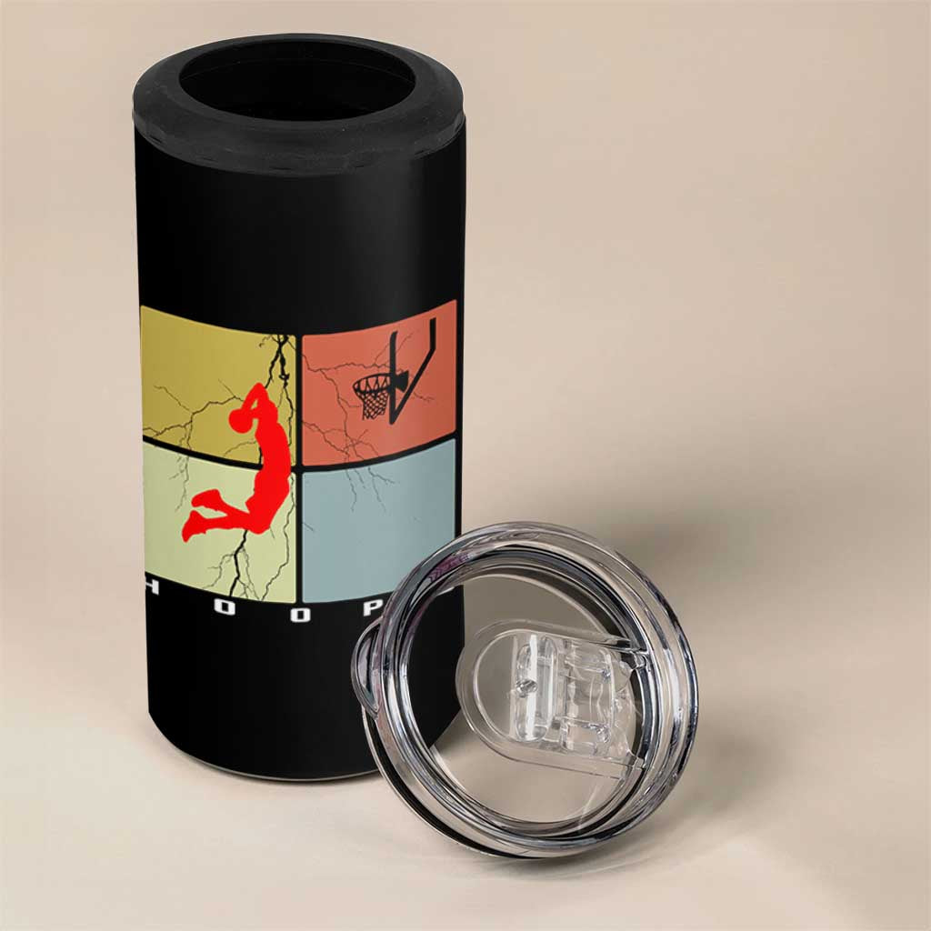 Hoops Life 4 in 1 Can Cooler Tumbler Retro Basketball Dunk Silhouette