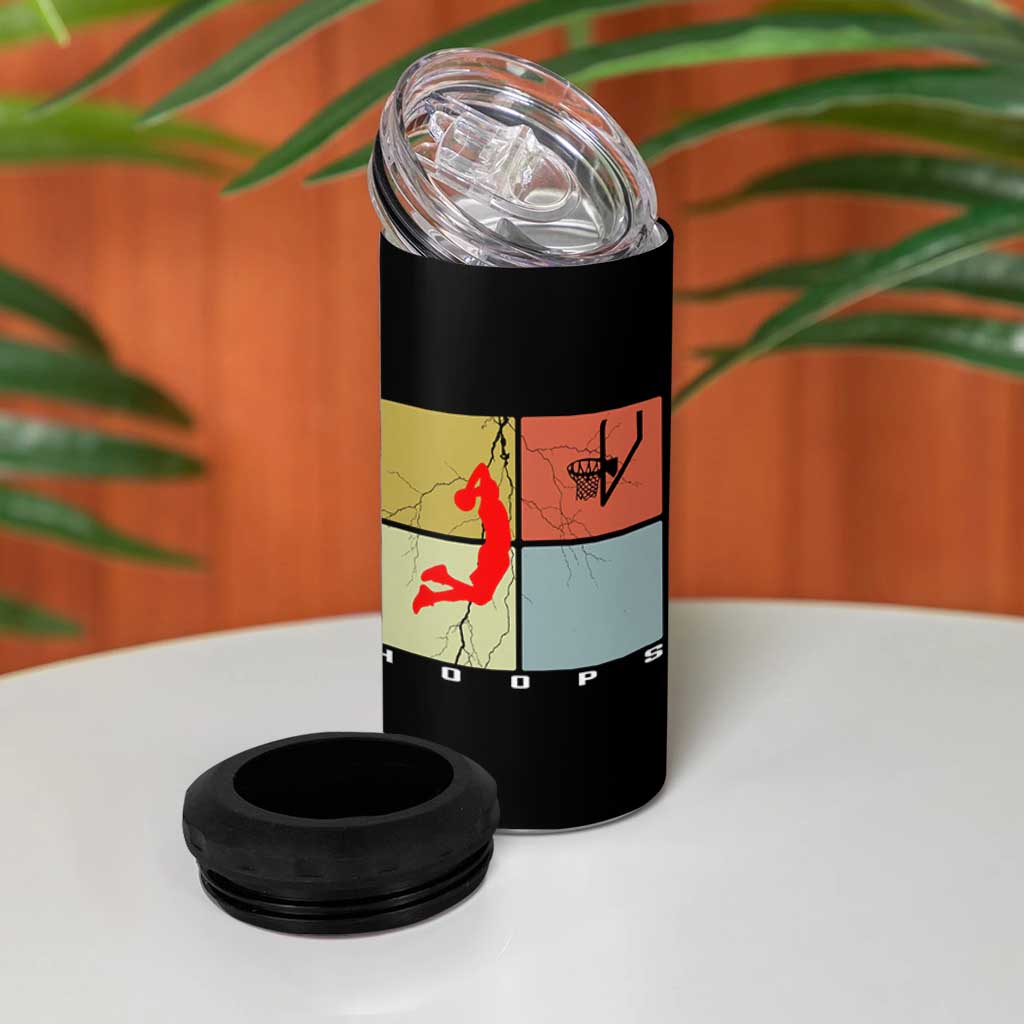 Hoops Life 4 in 1 Can Cooler Tumbler Retro Basketball Dunk Silhouette