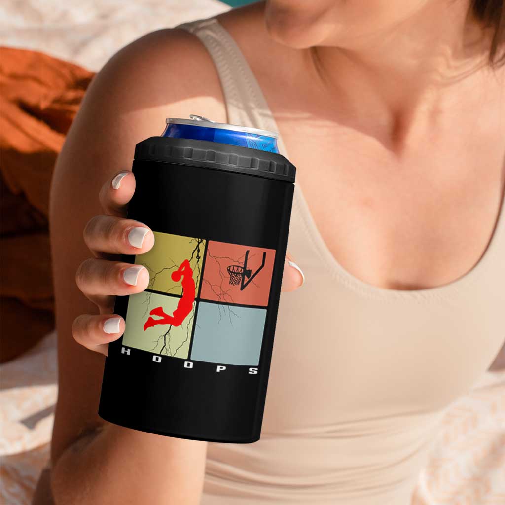 Hoops Life 4 in 1 Can Cooler Tumbler Retro Basketball Dunk Silhouette