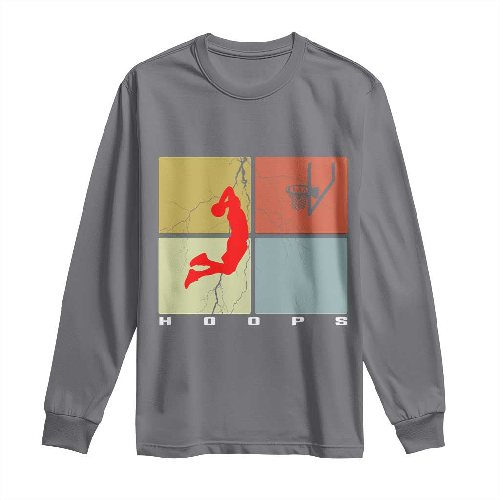 Hoops Life Long Sleeve Shirt Retro Basketball Dunk Silhouette - Wonder Print Shop