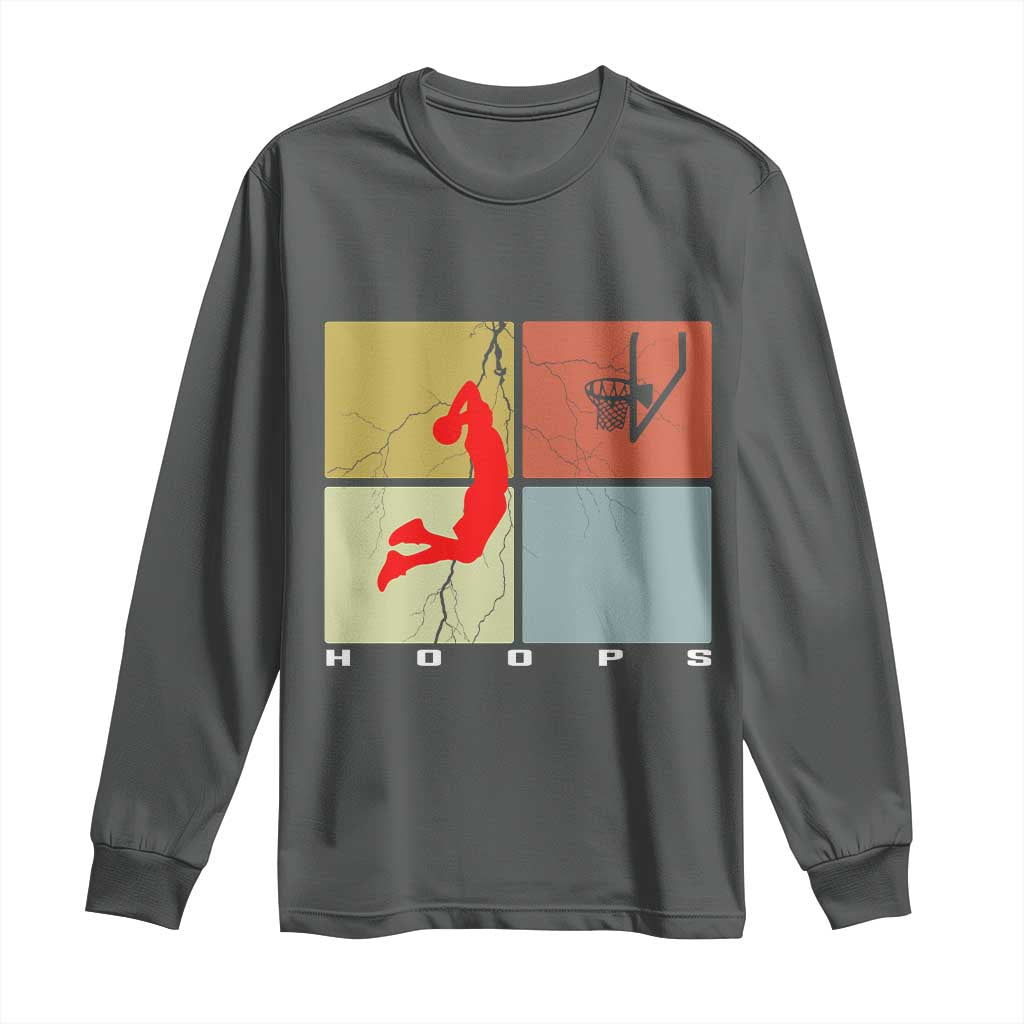 Hoops Life Long Sleeve Shirt Retro Basketball Dunk Silhouette - Wonder Print Shop
